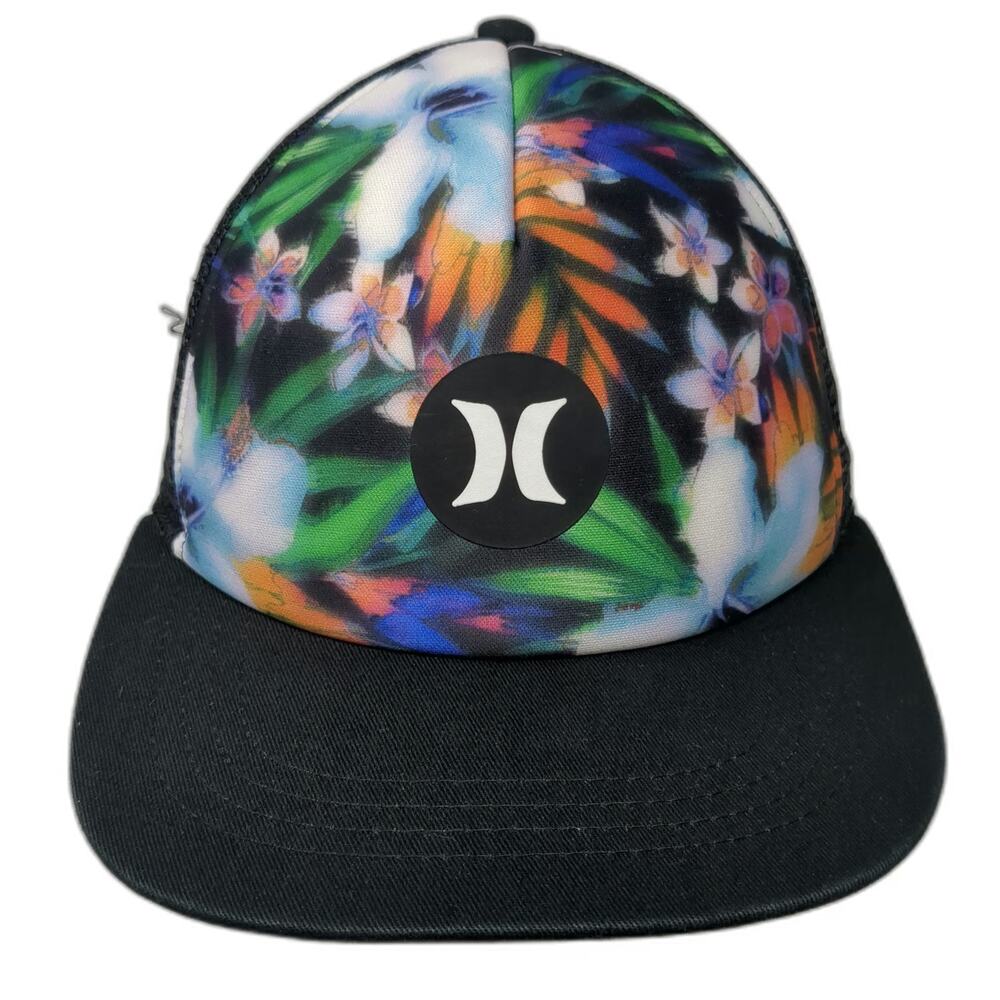 Hurley Trucker Hat Black Multicolor One Size Floral Tropical Foam Mesh Snapback